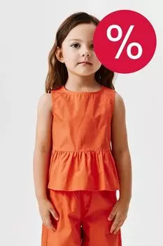 Блуза хлопковая без рукавов с воланом ACOOLA