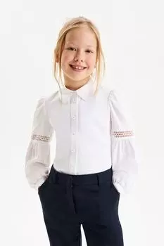 Блуза хлопковая с ажурными рукавами Silver Spoon