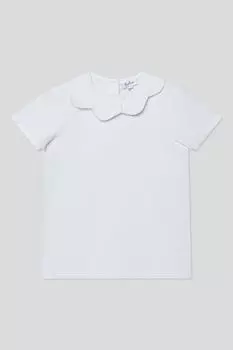 Блуза хлопковая с фигурным воротником Fagottino