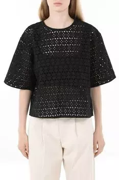 Блуза хлопковая с коротким рукавом ажурная Marc O'Polo Denim