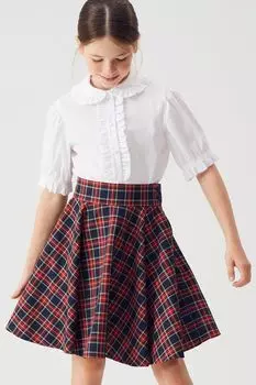 Блуза хлопковая с коротким рукавом и рюшами Smena