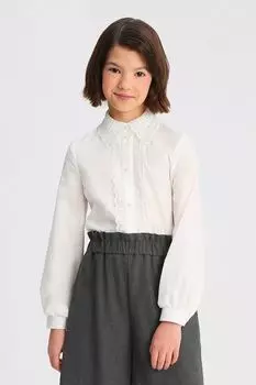 Блуза хлопковая с кружевной отделкой и воротничком SMENA