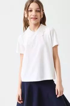 Блуза хлопковая с кружевным воротником Smena
