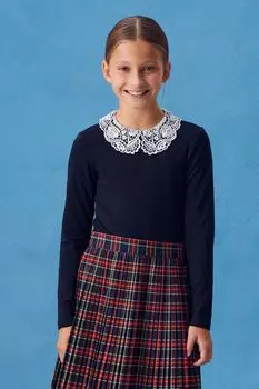 Блуза хлопковая с кружевным воротником Smena