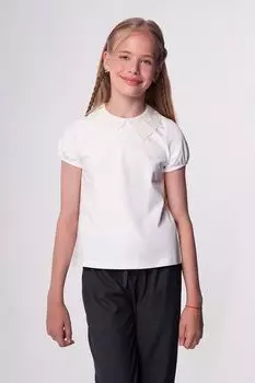 Блуза хлопковая с кружевным воротником Smena