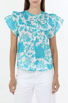 Блуза хлопковая с манишкой и оборками OVS