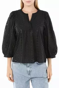 Блуза хлопковая с пышными рукавами ажурная OVS