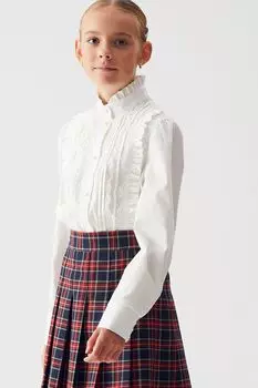 Блуза хлопковая с рюшами и кружевом Smena