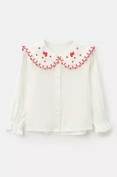 Блуза хлопковая с вышивкой на воротнике Balabala