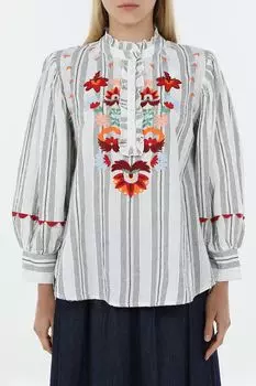 Блуза хлопковая с вышивкой Piombo