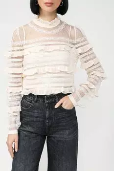 Блуза из тюля плюмети и кружева TWINSET