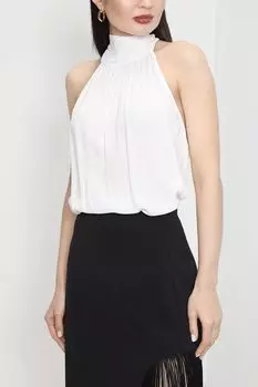 Блуза из вискозы с воротником-стойкой Pinko