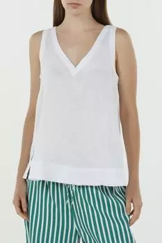 Блуза льняная c V-вырезом без рукавов Piombo