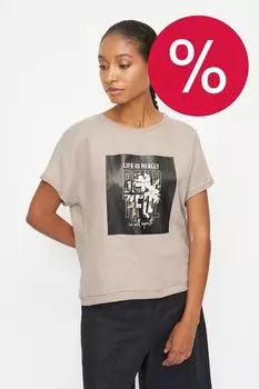 Блуза льняная с принтом ElectraStyle