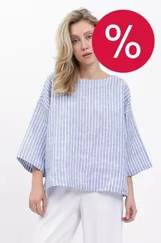 Блуза льняная в полоску FABRETTI