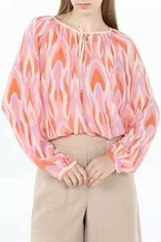 Блуза на завязках с принтом Comma