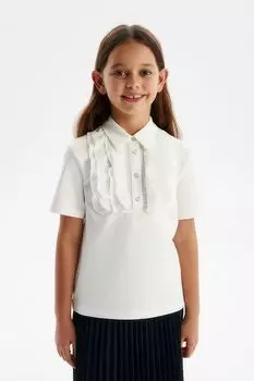 Блуза с коротким рукавом и рюшами на груди Silver Spoon