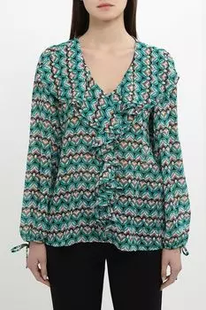 Блуза с оборками и принтом Emme Marella