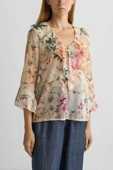 Блуза с оборкой и принтом Rinascimento
