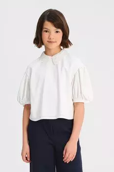 Блуза с пышными рукавами и кружевным воротником SMENA