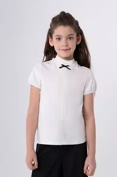 Блуза с воротником стойкой и кружевной отделкой Smena