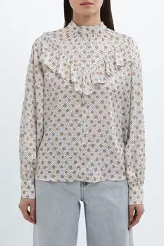 Блуза с воротником стойкой и принтом Paola Ray
