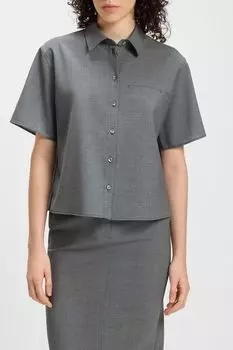 Блуза шерстяная с коротким рукавом BOSS