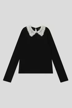 Блуза трикотажная с кружевным воротничком OVS
