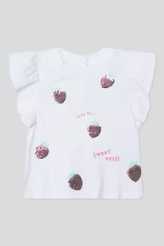 Блуза трикотажная с рюшами и пайетками Fagottino