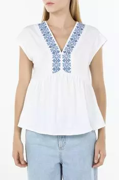 Блуза трикотажная с v-вырезом и вышивкой OVS