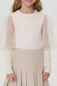 Блуза в рубчик с пышными рукавами Choupette