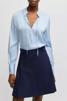 Блузка шелковая свободного кроя с вырезом BOSS