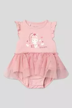 Боди хлопковое с юбкой из сетки и принтом Ysabel Mora