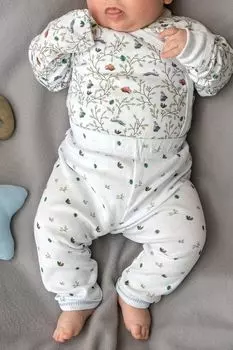 Боди-кимоно хлопковое с принтом Зайки в лесу Aspaya