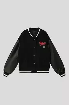 Бомбер с контрастными деталями и принтом OVS