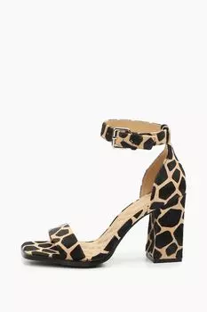 Босоножки кожаные с анималистичным принтом Abricot