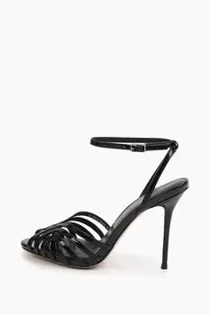 Босоножки кожаные на каблуке с ремешками Abricot