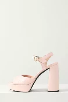 Босоножки кожаные на каблуке Love Moschino