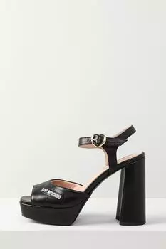 Босоножки кожаные на высоком каблуке Love Moschino