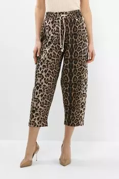Брюки хлопковые на кулиске с анималистичным принтом Rinascimento