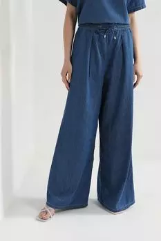 Брюки джинсовые широкого кроя с защипами EMPORIO ARMANI