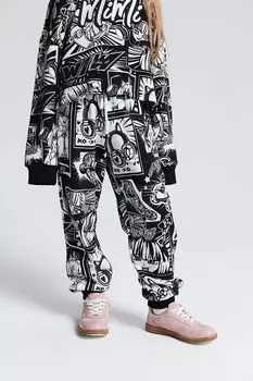 Брюки джоггеры хлопковые на кулиске с принтом MIMIMODA