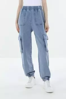 Брюки хлопковые на эластичном поясе с карманами HUGO BLUE