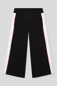 Брюки хлопковые на эластичном поясе с контрастными деталями Benetton