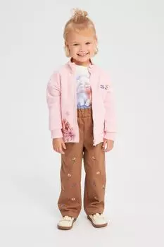 Брюки хлопковые на эластичном поясе с вышивкой Bell Bimbo