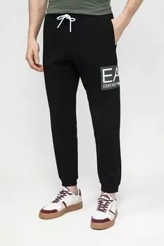 Брюки хлопковые на кулиске с логотипом Ea7