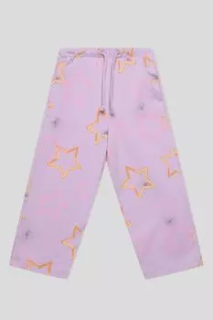 Брюки хлопковые на кулиске с принтом Benetton