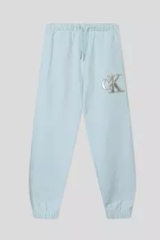 Брюки хлопковые на кулиске с принтом Calvin Klein Jeans