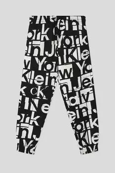 Брюки хлопковые на кулиске с принтом Calvin Klein Jeans