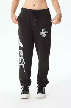 Брюки хлопковые на кулиске с принтом SMENA